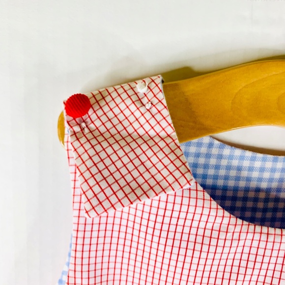 Christmas Santa/Pumpkin red/blue Gingham reversible A-line scallop jumper dress - Picture 8 of 14